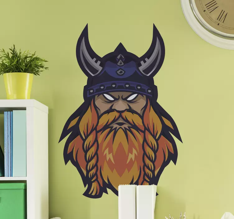 Viking cartoon head with helmet character decal - TenStickers