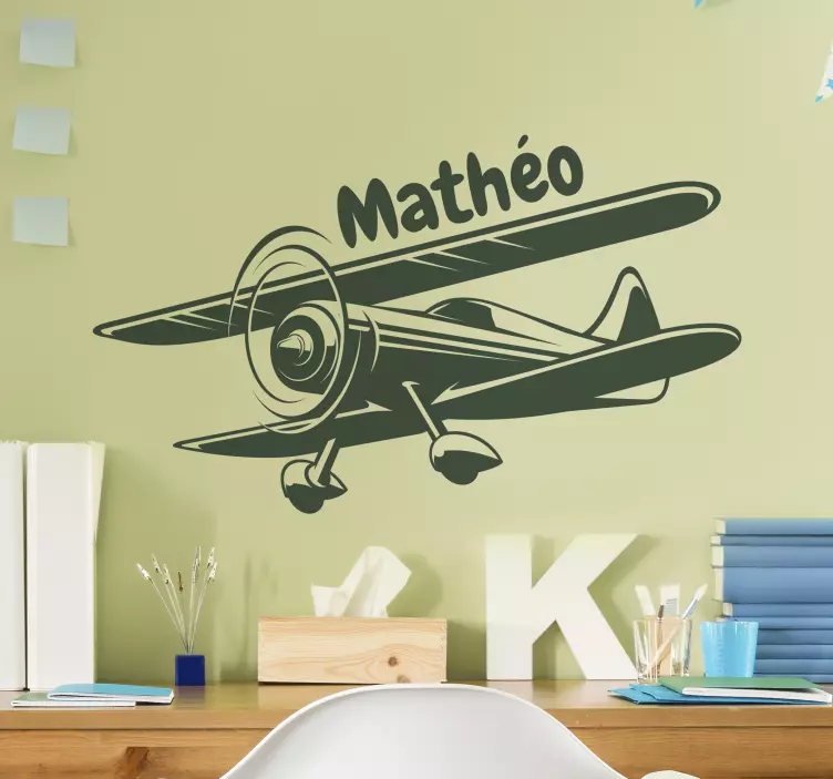 Vintage Airplane Decoration Location sticker - TenStickers