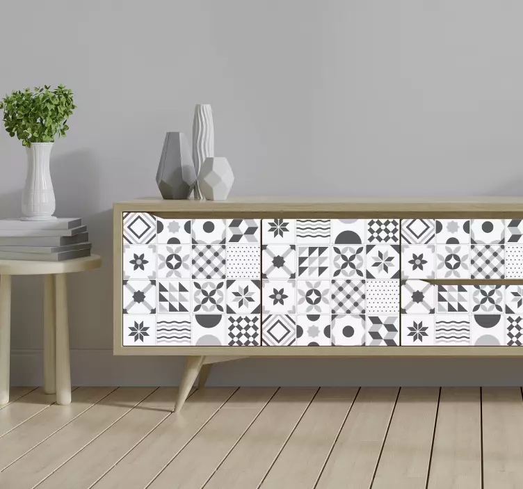 Vintage blue tiles  furniture sticker - TenStickers