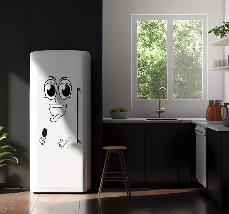 Vinyl Face with Cup fridge sticker - TenStickers