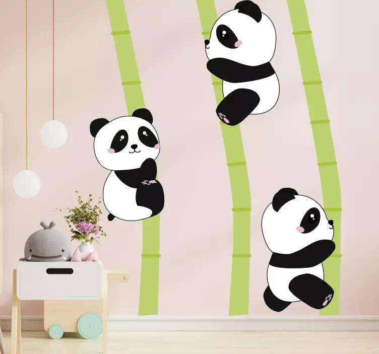 Wall sticker charming panda statues - TenStickers