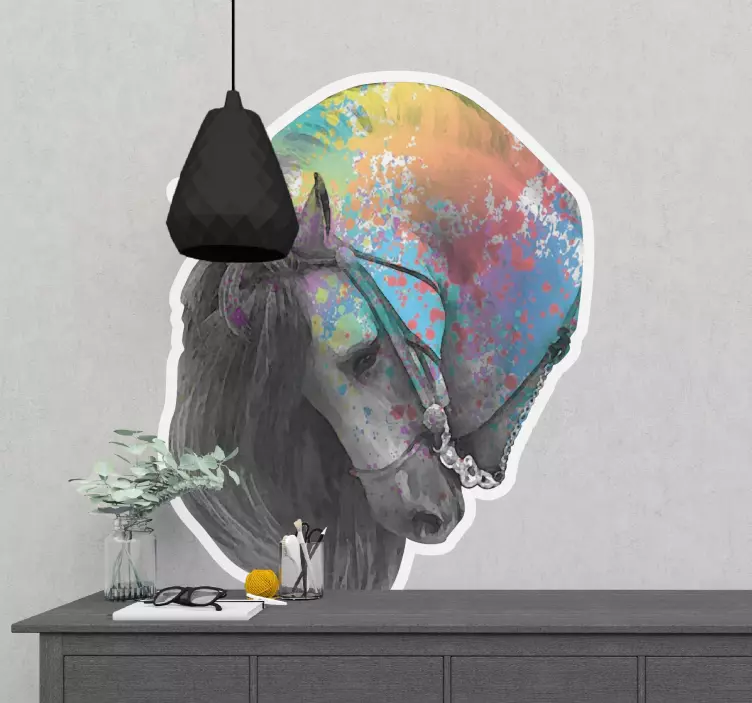 Wall sticker colorful horse portrait - TenStickers