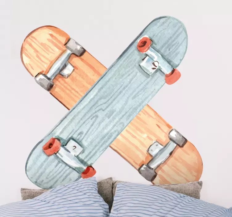 Wall sticker crossed skateboards art - TenStickers