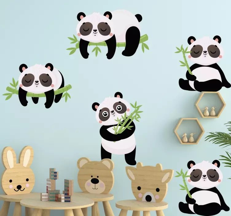 Wall sticker cute panda illustrations - TenStickers
