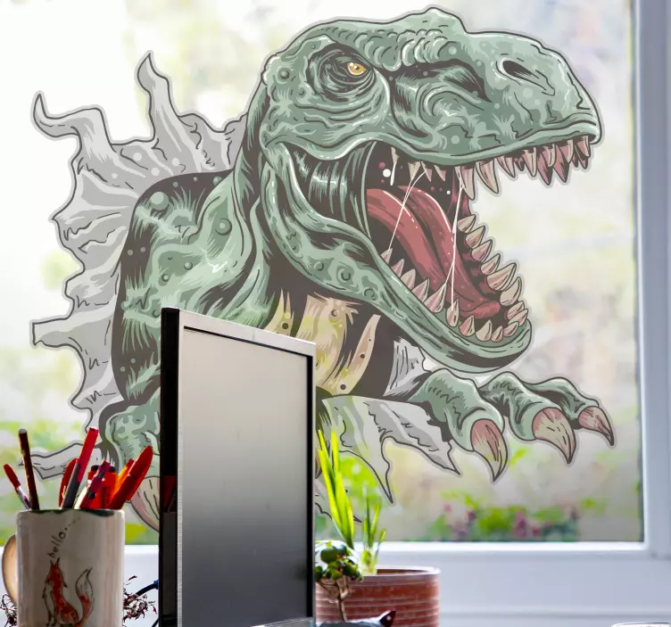 Wall sticker ferocious dinosaur attack - TenStickers