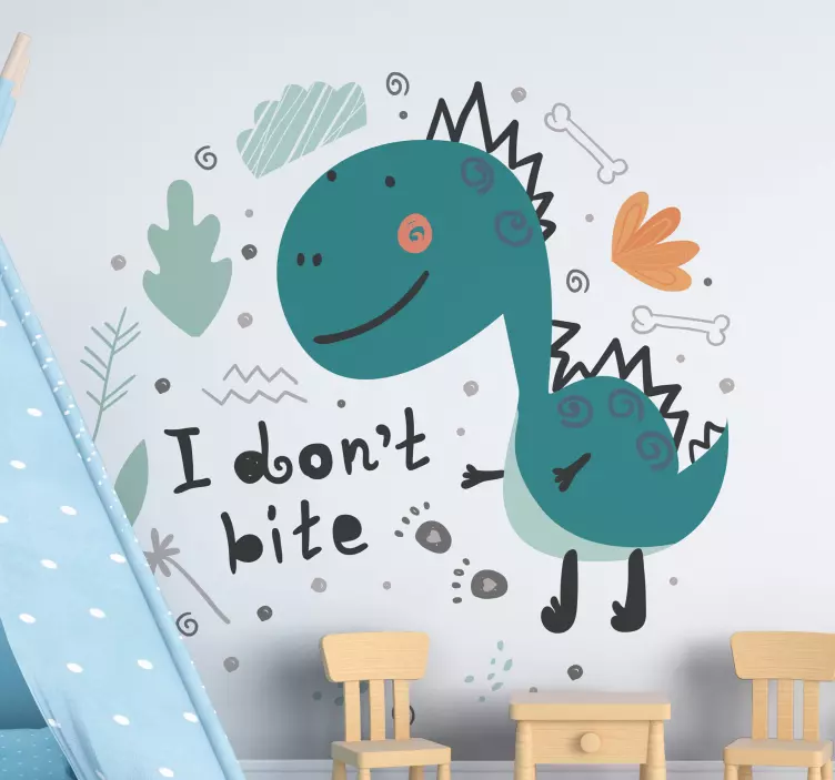 Wall sticker friendly cartoon dinosaur - TenStickers