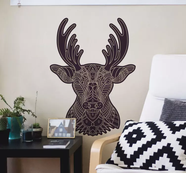 Wall sticker geometric deer face - TenStickers