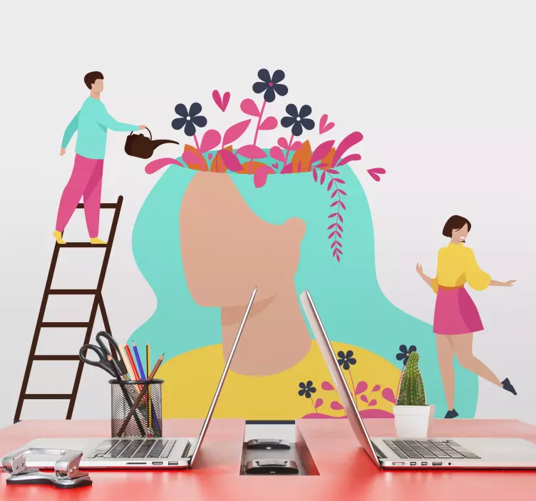 Wall sticker joyful gardening scene - TenStickers