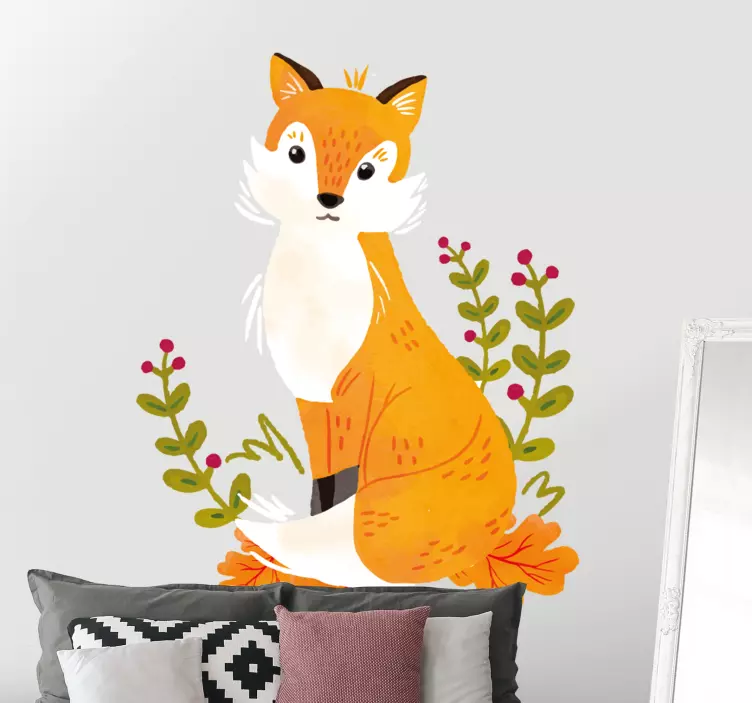 Wall sticker playful orange fox - TenStickers