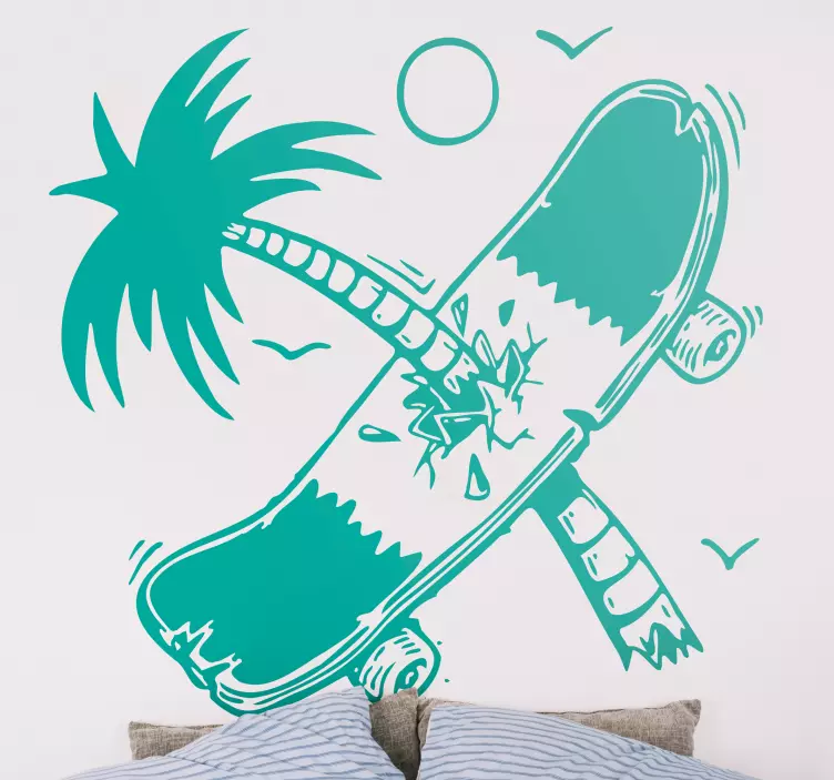 Wall sticker skateboard palm tree - TenStickers