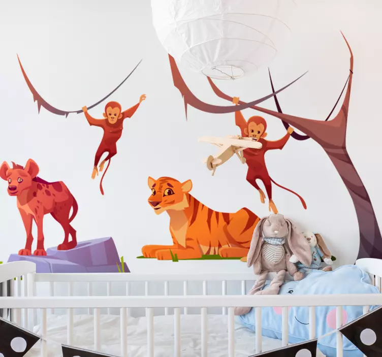 Wall sticker whimsical jungle landscape - TenStickers