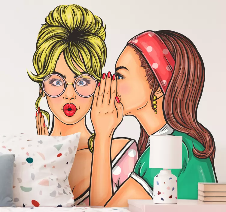 Wall sticker whispering women illustration - TenStickers