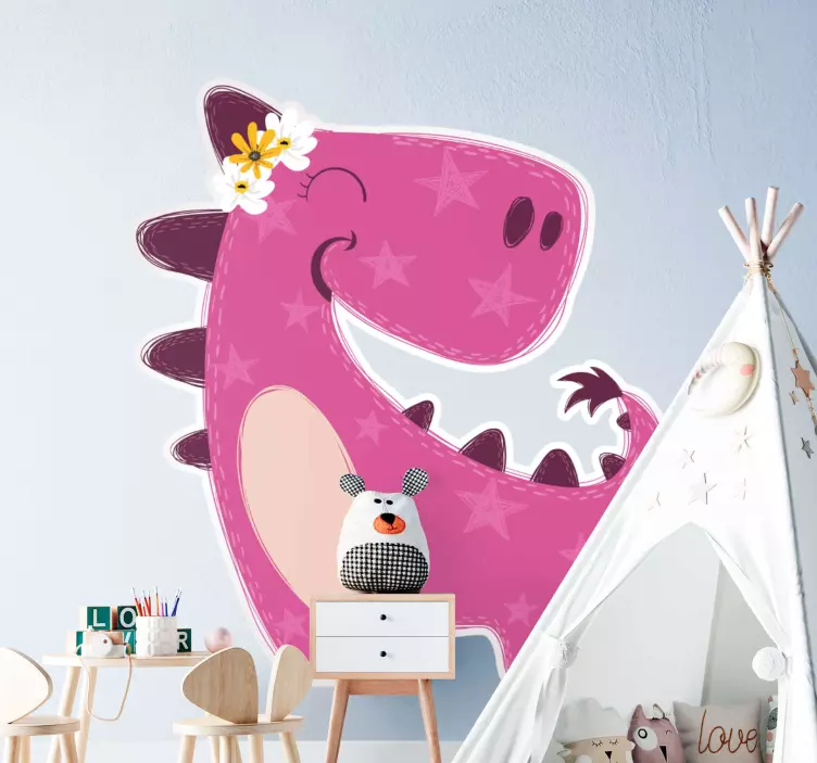 Wall stickers for kid adorable pink dinosaur - TenStickers