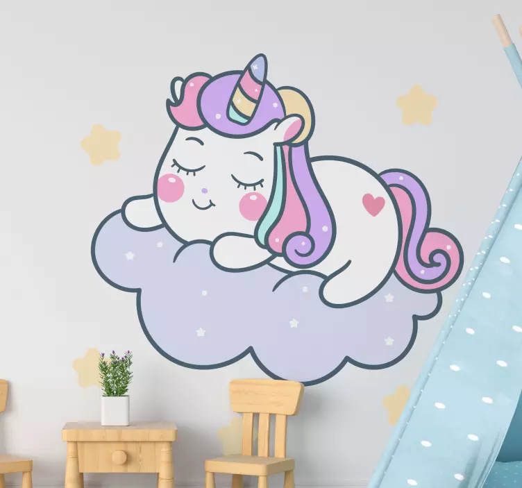 Wall stickers for kid adorable slumbering unicorn - TenStickers
