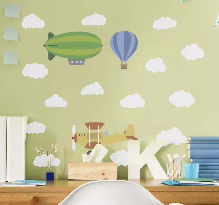 Wall stickers for kid airplane hot air balloon - TenStickers