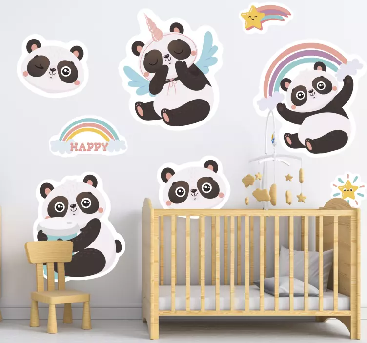 Wall stickers for kid charming panda figures - TenStickers