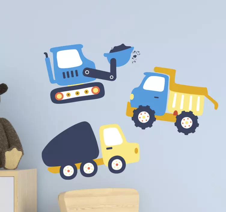 Wall stickers for kid construction vehicle adventure - TenStickers