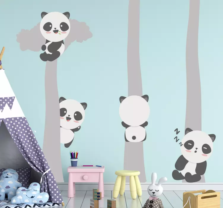 Wall stickers for kid cute panda designs - TenStickers