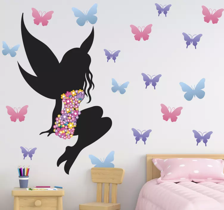 Wall stickers for kid fairy silhouette embrace - TenStickers
