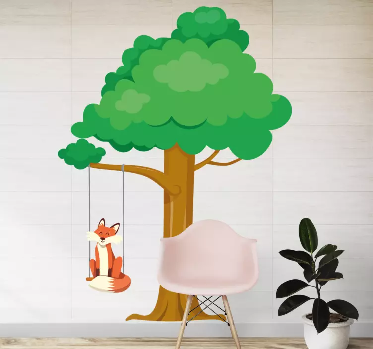 Wall stickers for kid playful fox tree - TenStickers