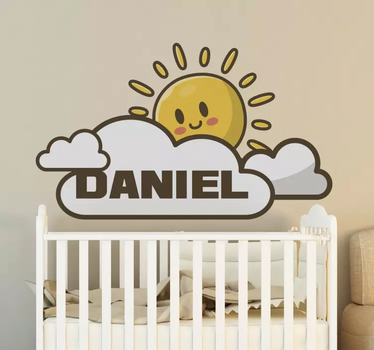 Wall stickers for kid sunshine cloud and name - TenStickers