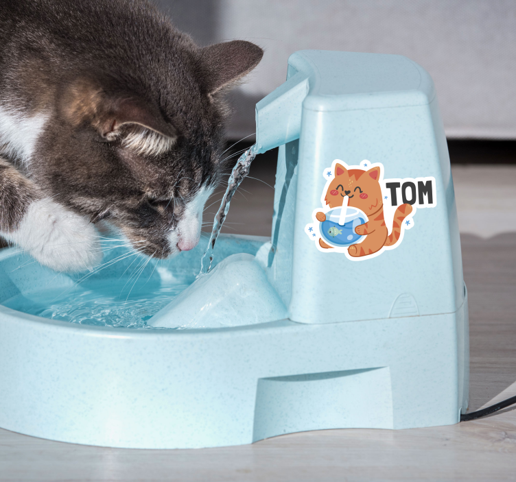 water dish with name wall sticker - TenStickers