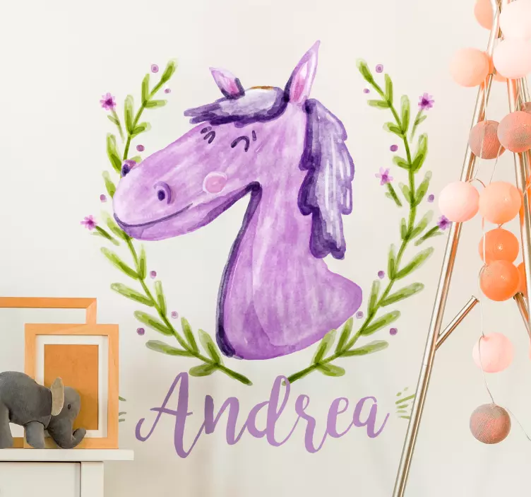 Watercolour Horse Customisable Wall Sticker - TenStickers
