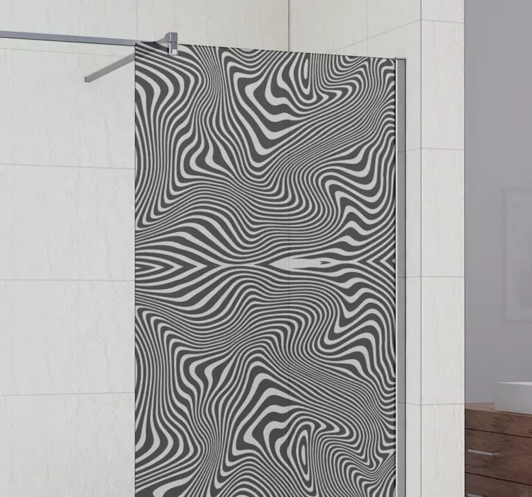 Wavy Black And White Pattern shower screen sticker - TenStickers