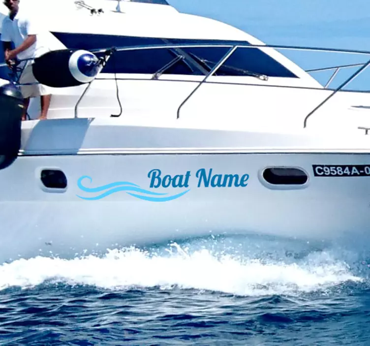 Wavy custom boat name nautical decal - TenStickers