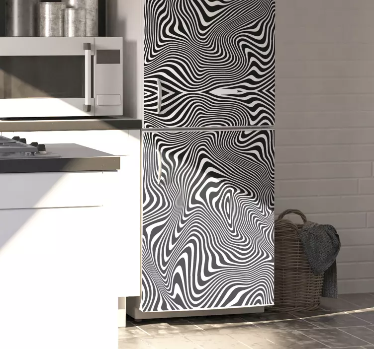 Wavy zebra pattern fridge sticker - TenStickers
