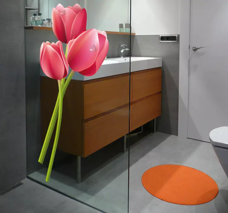 Wet Tulips Shower Sticker - TenStickers