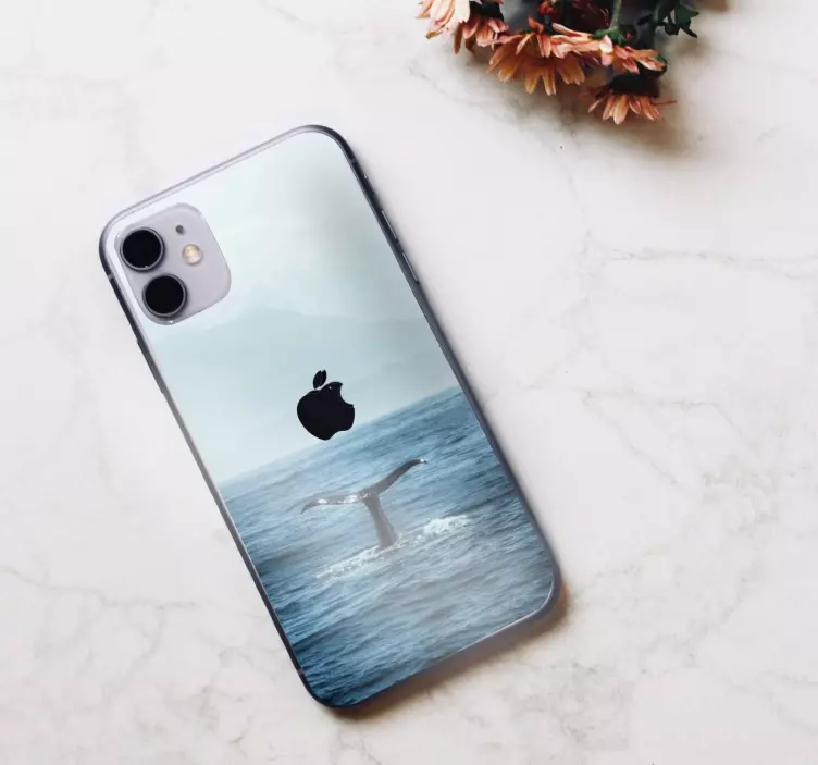 Whale Tail Splashing iPhone sticker - TenStickers
