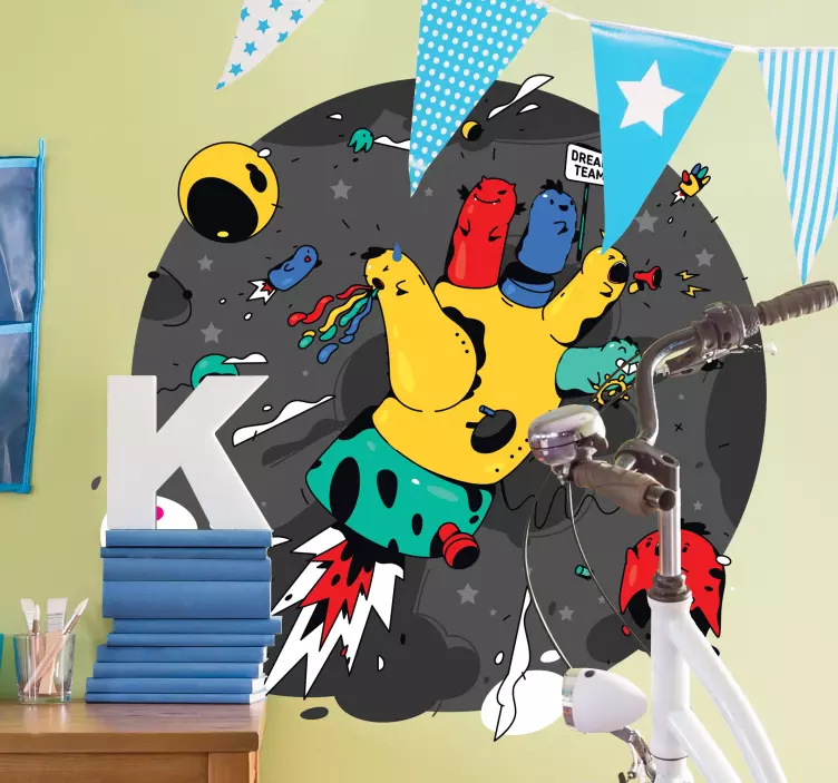 Whimsical Cosmic Hand superhero wall sticker - TenStickers