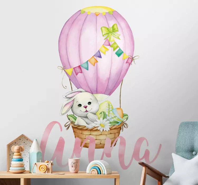 White bunny with name wall stickers for kid - TenStickers