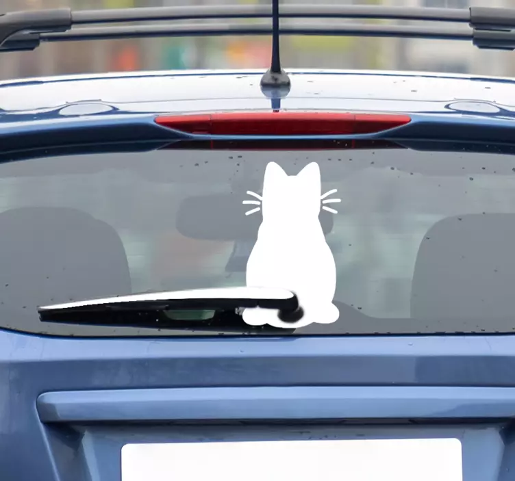 Windshield Wiper Cat wall sticker - TenStickers