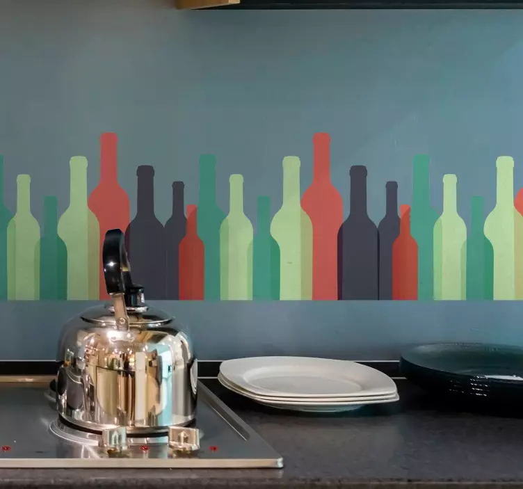 Wine Bottle Collection Wall Sticker - TenStickers