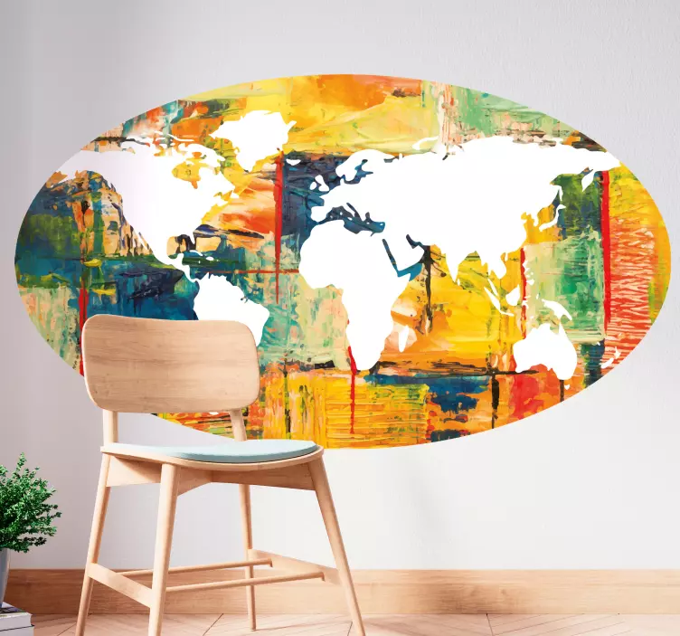 World map painting world map wall sticker - TenStickers