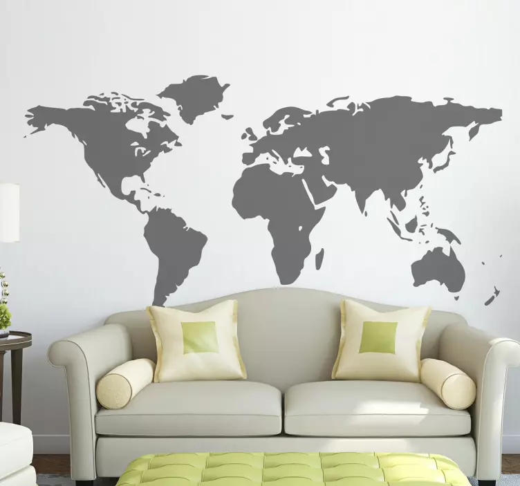 Simplified World Map Wall Sticker - TenStickers
