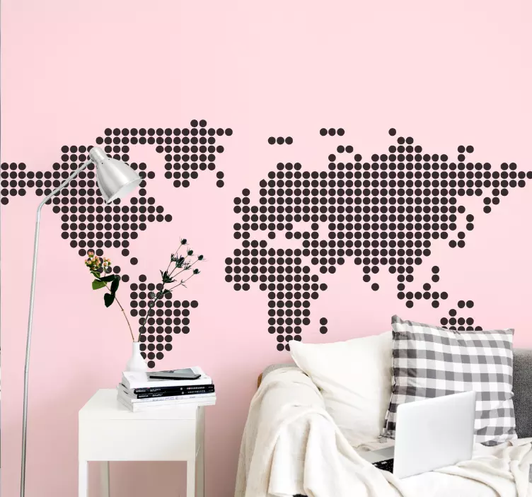 Worldmap with circles world map wall decal - TenStickers