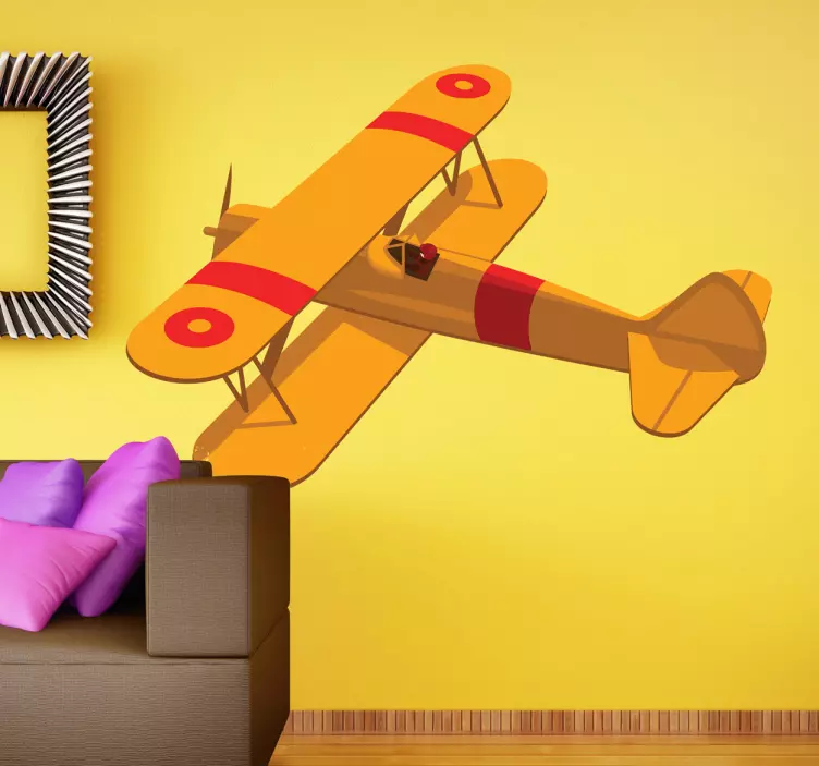 Yellow Aeroplane Wall Sticker - TenStickers
