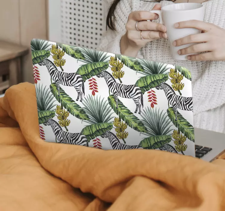 Zebra Leaf Pattern laptop skin - TenStickers