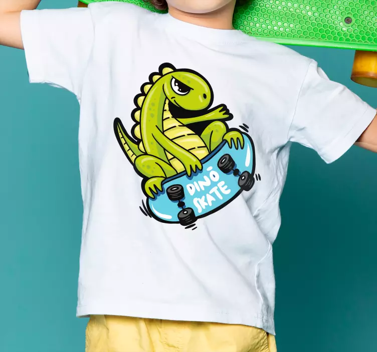 Baby dino skate kids t-shirt - TenStickers