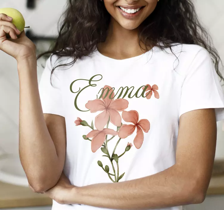 Beautiful flower with name t-shirt - TenStickers