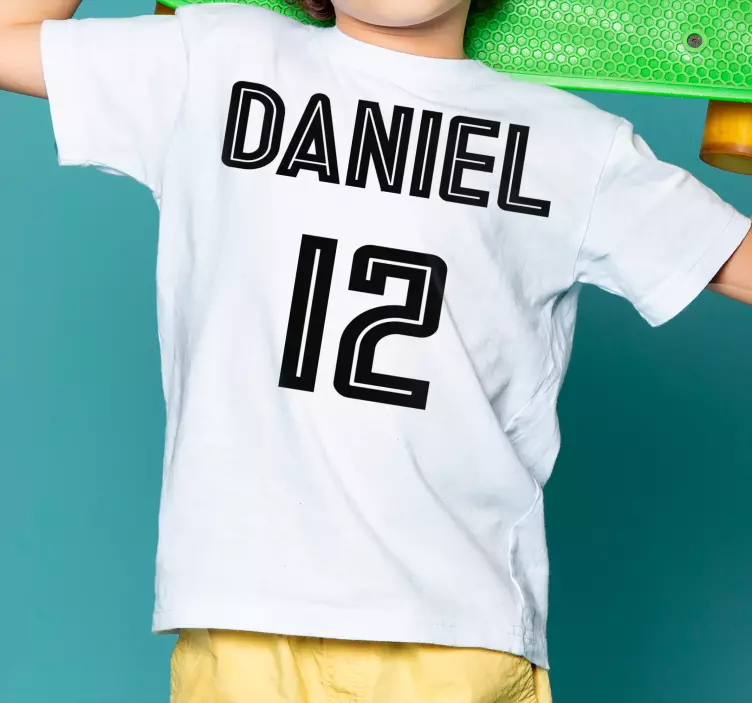 Black custom number and name text T-shirts - TenStickers