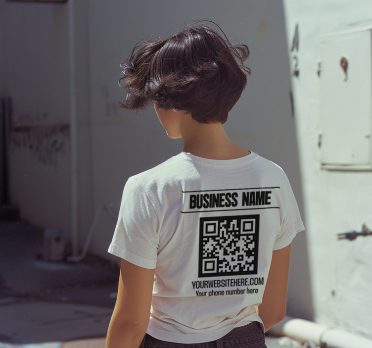 Business name and QR code t-shirt - TenStickers
