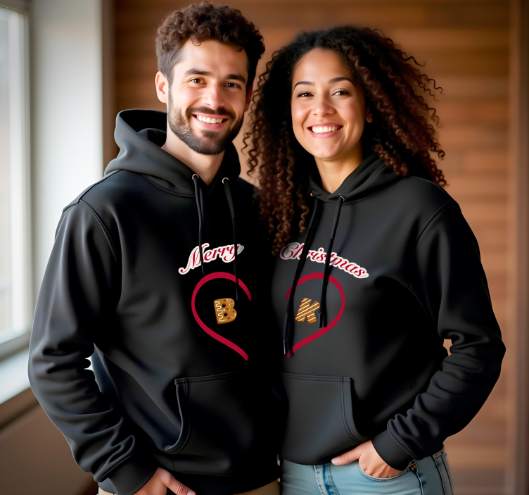 Christmas hoodies personalised with name letters couple t-shirt - TenStickers