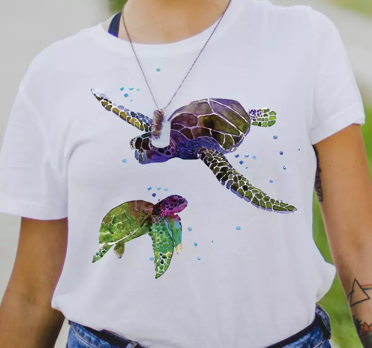 Colorfull abstract turtles t-shirt - TenStickers