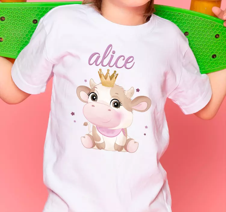 Cute cow for girl with name Baby shirt - TenStickers