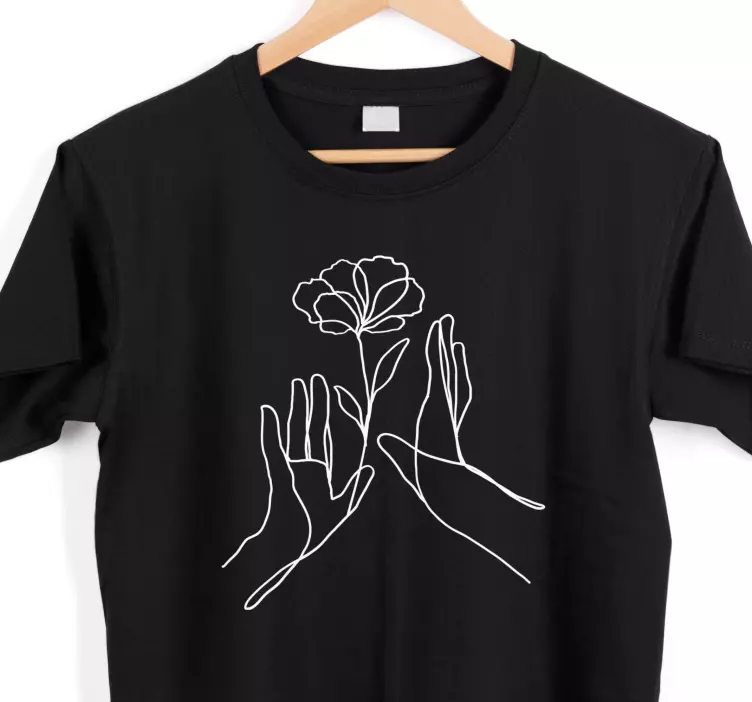 Hand Flower Line Art custom t-shirt - TenStickers