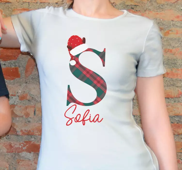 Initial letter Christmas with Name T-shirts - TenStickers